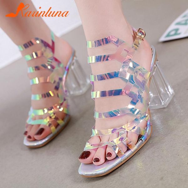 

sandals karin brand female elegant roman square toe thick high heels women 2021 summer fashion shoes, Black