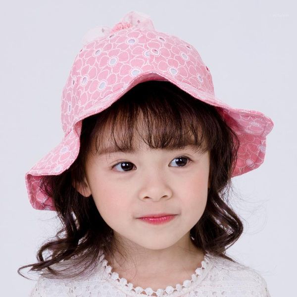 

caps & hats children korean-style hat sun-resistant spring and autumn men women hollow out bow e thin baby bucket breat1, Yellow