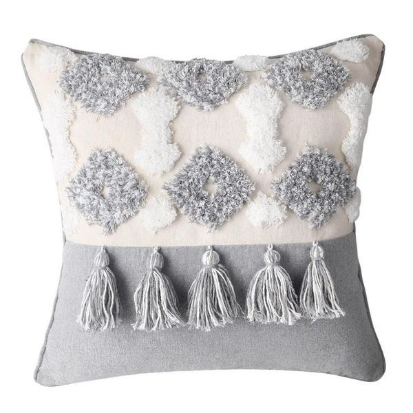 

nordic tassel sof plush bedside cushion fringe pillowcase vintage knot