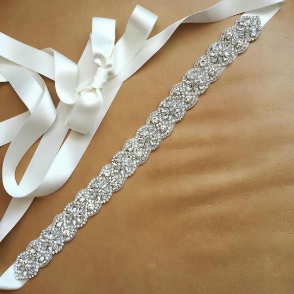 

belts jlzxsy crystal bridal sash belt, thin wedding dress belt with satin ribbon, Black;brown