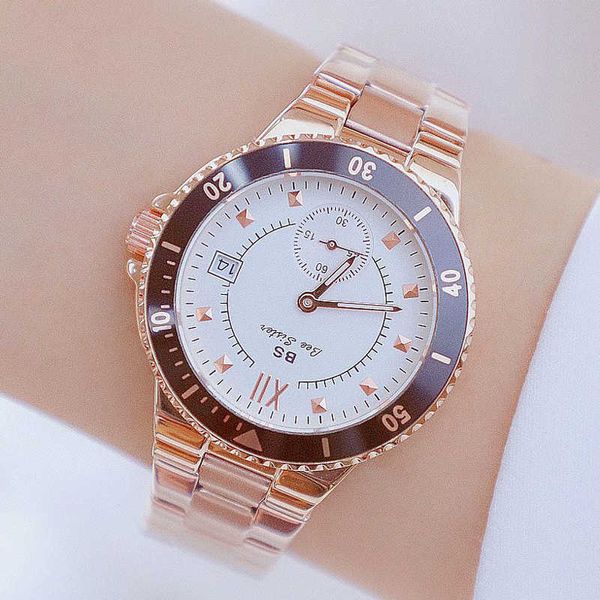 BS Bee Sister Uhren Frau Berühmte Marke Kleid Rose Gold Damenuhren Edelstahl Weibliche Armbanduhr Relogio Feminino 210527