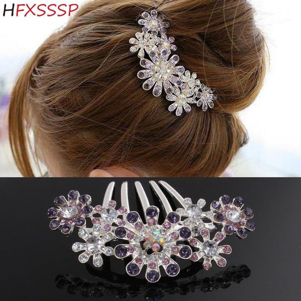 

hair clips & barrettes hfxsssp beautiful luxury alloy rhinestone disk / meatball comb accessories, Golden;silver