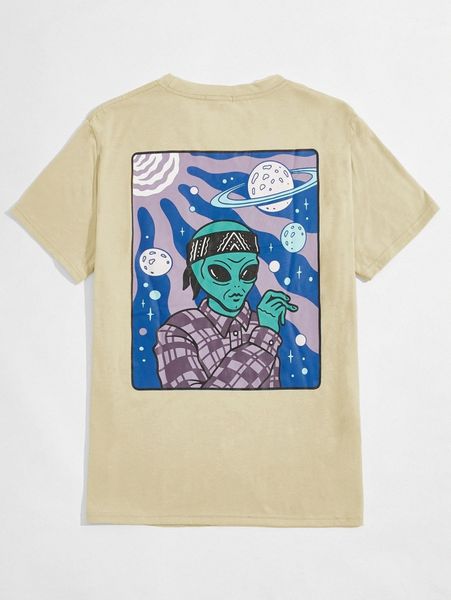 

romwe x alterfanart alien print tee x26k#, White;black
