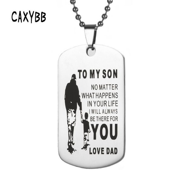 

stainless steel tag necklace to my son letter military pendant necklaces, Silver