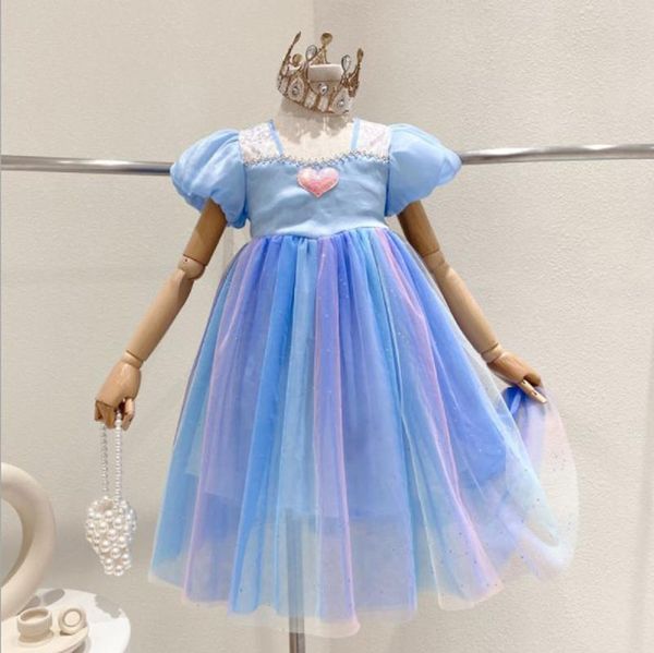 

girl's dresses cultiseed baby girls cute sweet sequined patachwork mesh puff sleeve birthday party princess dress children holiday casu, Red;yellow