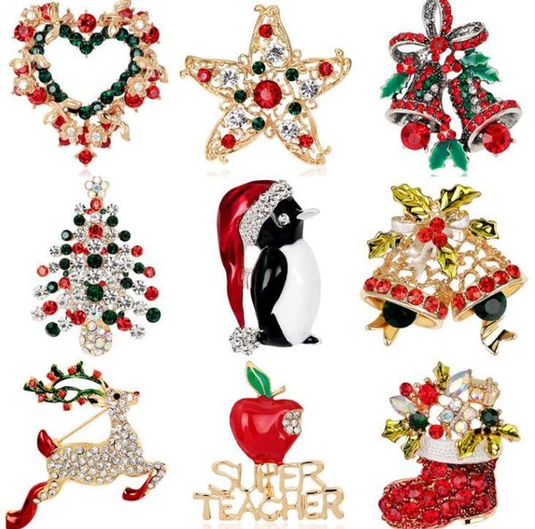 

party favor wholesale colorful crystal rhinestone christmas tree pin brooch gifts jewelry fashion apparel brooches sn3831