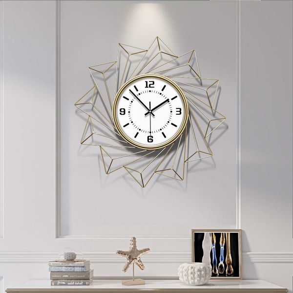 

new creative large metal gold clock wall home decor for living room european big watch sticker iron ornament quartz merchanism