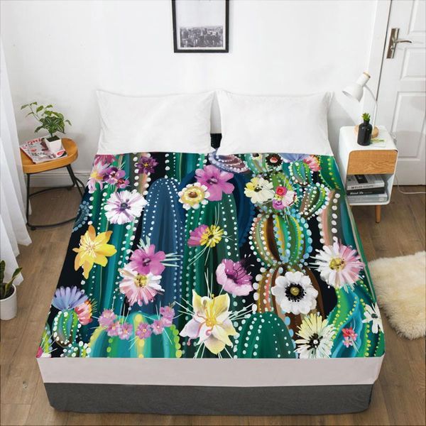 

sheets & sets luxury elastic fitted sheet bed with an band mattress cover 150x200 for home nordic cactus flower