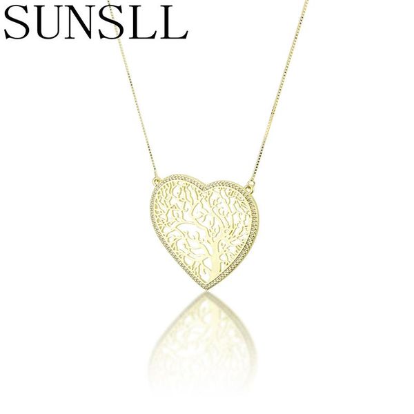 

pendant necklaces sunsll fashion gold copper necklace cubic zirconia heart for women birthday ,party beautiful jewelry, Silver