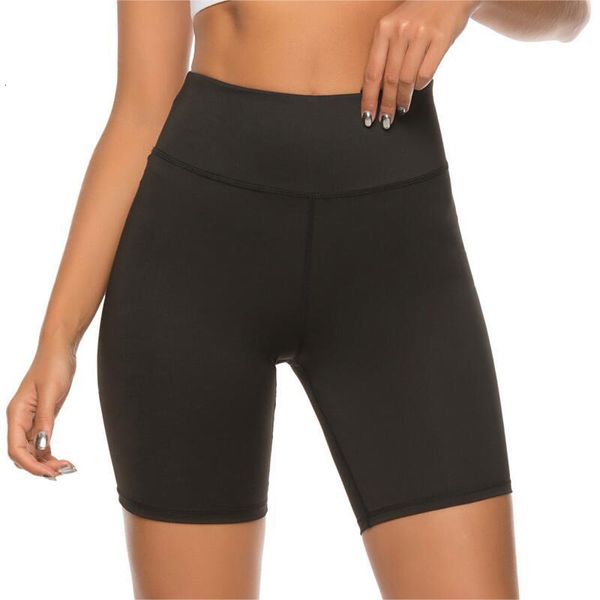 

style waist women high hips equal color five points leggings, Black