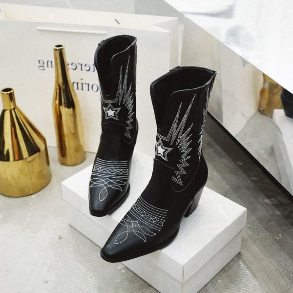 

boots female 48 women's short large size tide heel sleeve leather1, Black