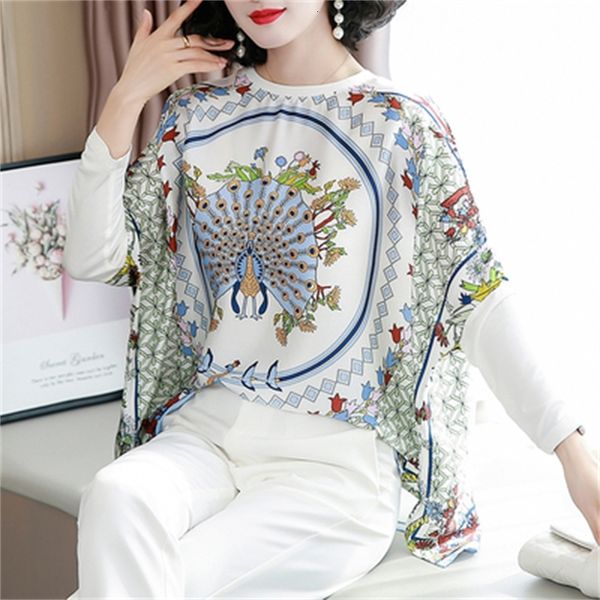 

ladies of silk and 2021 batwing manga woman blouses fashion chiffon shirts mujer 1bt7, White