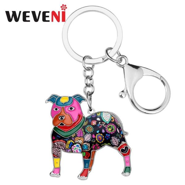 

keychains weveni enamel boston terrier pit bull dog key chain ring girl bag charm cute trendy jewelry for women holder statement, Silver