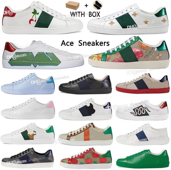 

2021 with box men women sneaker casual shoes chaussures low leather sneakers ace bee stripes shoe walking sports trainers scarpe, White;red