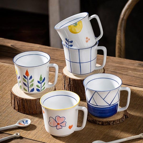 

mugs japanese handpainted porcelain under glazed ceramic coffee cups breakfast milk tea mug cup kitchen drinkware microwave safe