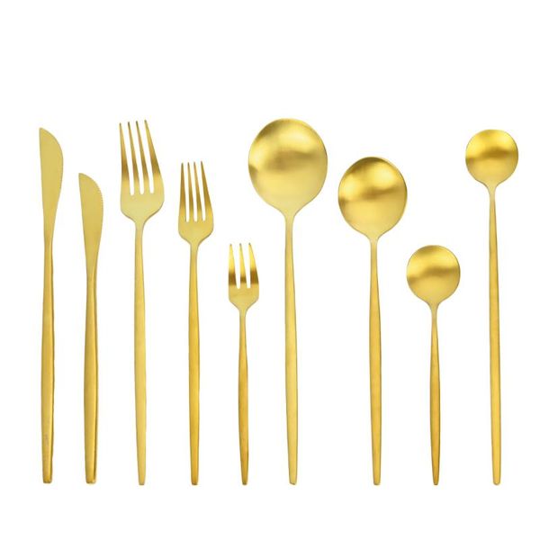 

flatware sets gold cutlery set stainless steel tableware dishwasher safe matte dinnerware fork knife spoon for wedding kitchen dinner