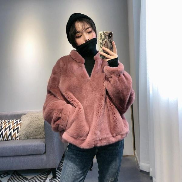 

women's fur & faux imported mink coat short, Black