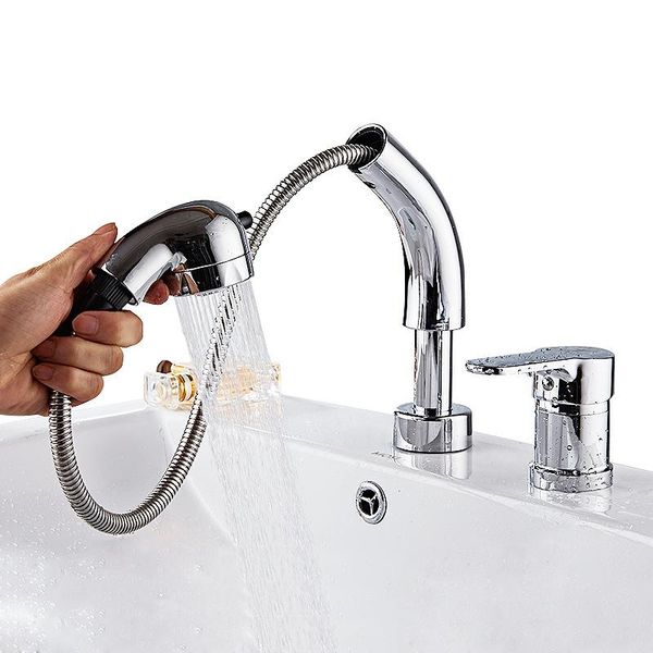 

bathroom sink faucets 2pcs kitchen faucet single lever pull out sprayer swivel spout tap height adjustable cold water mixer deck mounted