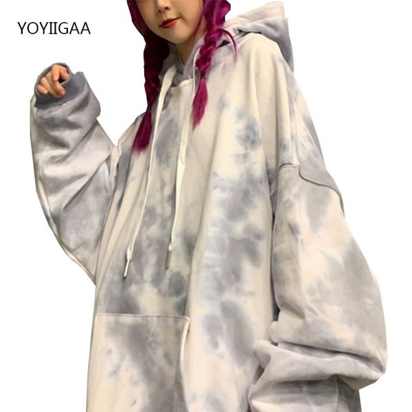 

women's hoodies & sweatshirts tie dye women autumn winter female hoodie hooded oversized long sleeve ladies girls pullovers, Black