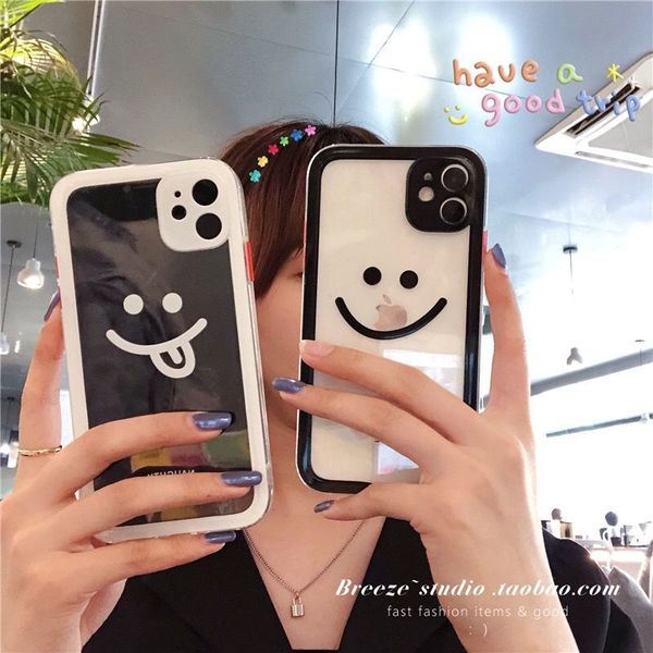 

trend transparent smiley case for iphone 11pro max 11 x xs max xr 7 8 plus soft fashion lovers shell