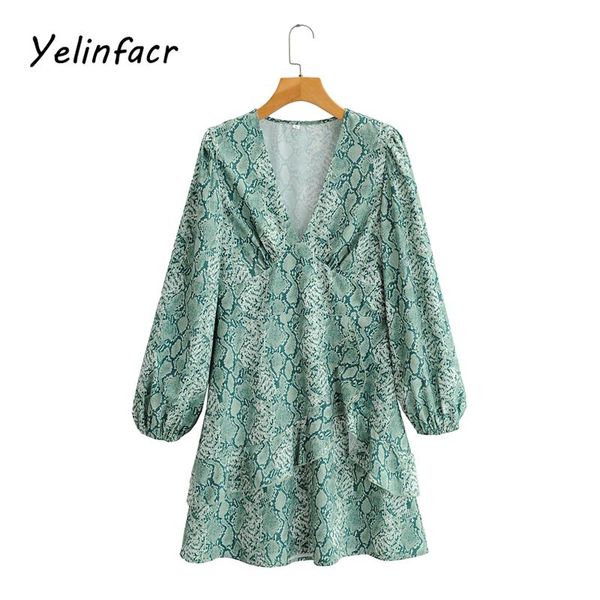 

women's vintage animal print mini skirt fashion ladies dress long sleeve v-neck casual holiday skirt female, Black;gray