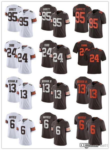 

men women youth cleveland browns 13 odell beckham jr 24 nick chubb 6 baker mayfield 95 myles garrett football jerseys, Black;red