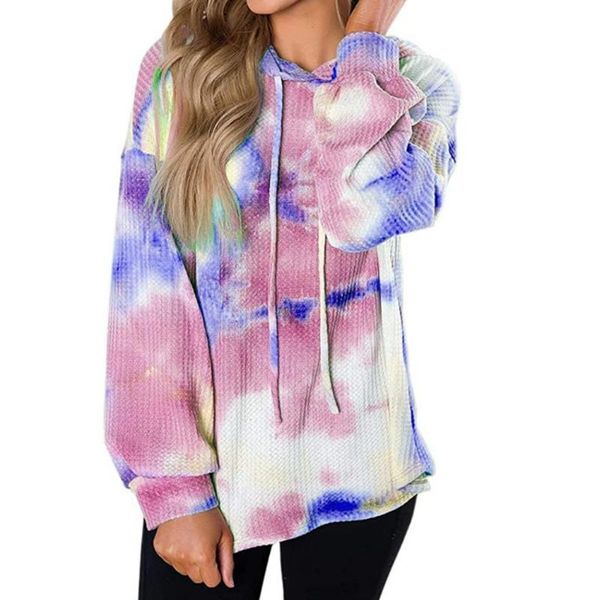 

women's hoodies & sweatshirts tie dye hooded sweatshirt women 2021 autumn winter casual long sleeve loose pullovers harajuku drawstrin, Black