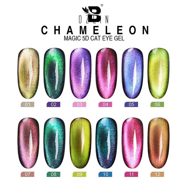 

nail gel bozlin 5d cat eye polish uv led chameleon purple blue enamel eyes magnetic art varnish design manicure, Red;pink