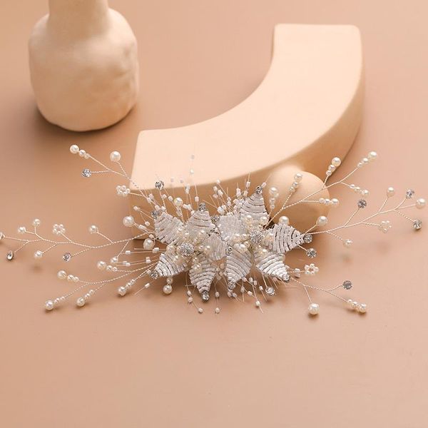 

hair clips & barrettes 1pcs handmade weave exquisite imitation pearl hairclip bride wedding decorations luxury charming beads flowers clip e, Golden;silver