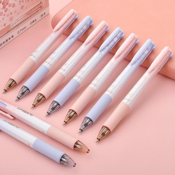 

ballpoint pens 0.7mm cute sakura cherry blossoms 4 colors pen 56 pcs/lot japanese kawaii school supplies stationery gift, Blue;orange
