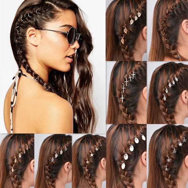 

5 one pack of personalized leisure hair ornaments travel street braid diy leaves star hairpin a183, Silver