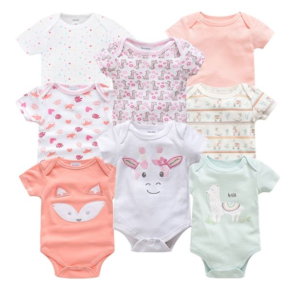 8pcs neonato tuta carino cotone vestiti della neonata gemelli neonata tutina corpo infantil ropa bebe cartone animato bambino tuta 210317