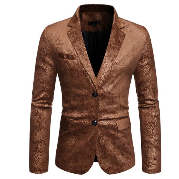

fashion printed 2021 autumn bronzing dark pattern men's casual two button suit coat, White;black