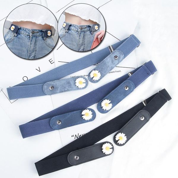 

belts daisy buckle-belt for jean pants dresses no buckle stretch elastic waist women/men bulge hassle, Black;brown