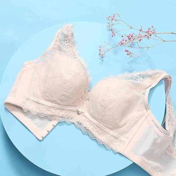 

2021 new women's underwear lace chest small thin large cup bra, Red;black