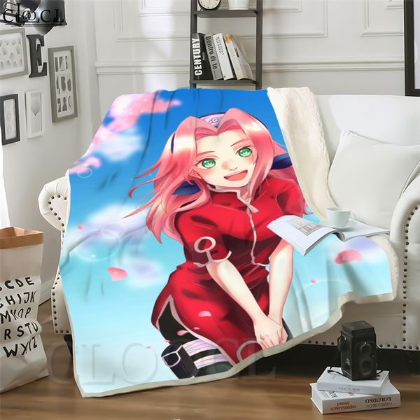 

cloocl anime naruto haruno sakura 3d print casual style air conditioning blanket sofa teens bedding throw blankets plush quilt