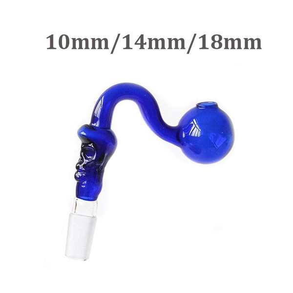 Forma de crânio de vidro de vidro queimador de óleo tubulação 10mm 14mm 19mm masculino fêmea articulação de vidro curvado tigelas de óleo Adaptador para unhas para Dab Rig Bong mais barato