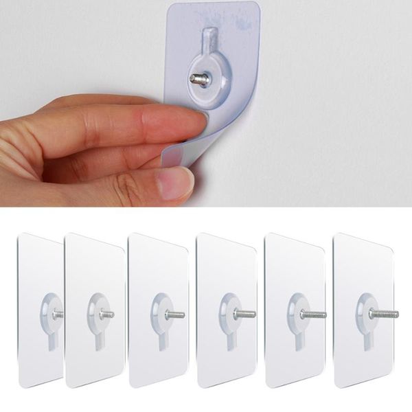 

hooks & rails 6pcs/pack seamless self-adhesive wall waterproof durable strong hanger kitchen bathroom screw hook bearing 5kg daily tool