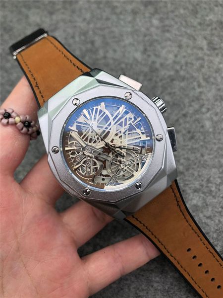 

mens sport watch montre de luxe f1 wristwatches montre japan quartz movement chronograph orologi da uomo di lusso 855, Slivery;brown