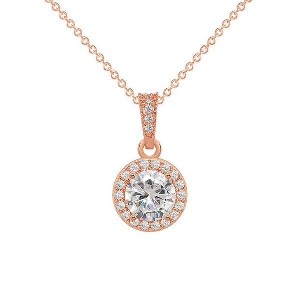 

chains 18k gold tassel chain shiny diamond pendant simple romantic round silver four-claw necklace