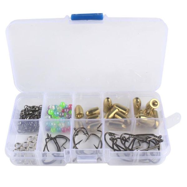 

fishing accessories 115pcs/box rig kit character rings beads copper crank hooks double circle