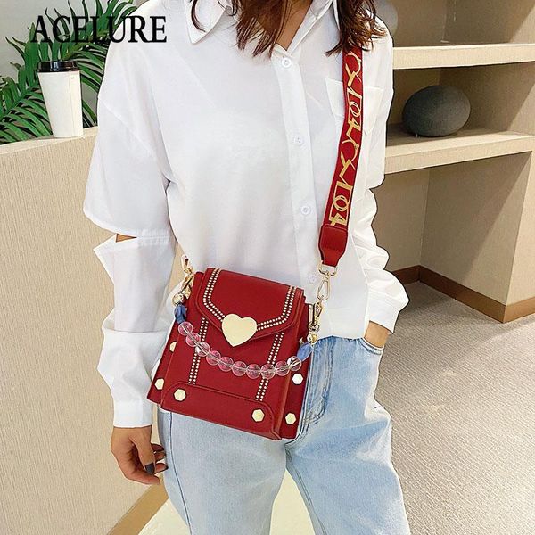 

cross body acelure solid color heart hasp handbags for women wide strap shoulder crossbody bags female pu leather messenger purse