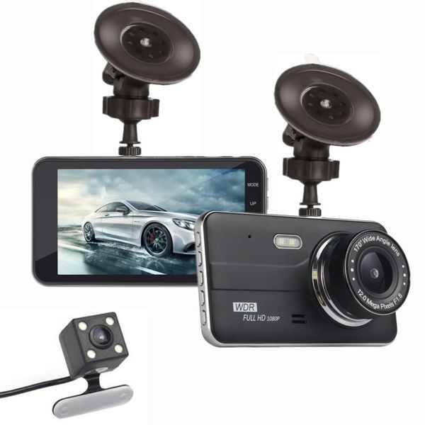 

4-inch ips hd 1080p car dash cam front and rear dual lens reversing image cardvr car dvr