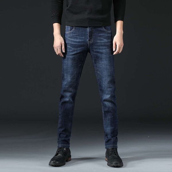 

autumn and winter new korean straight fit men's casual youth jeans pants fashion, Blue