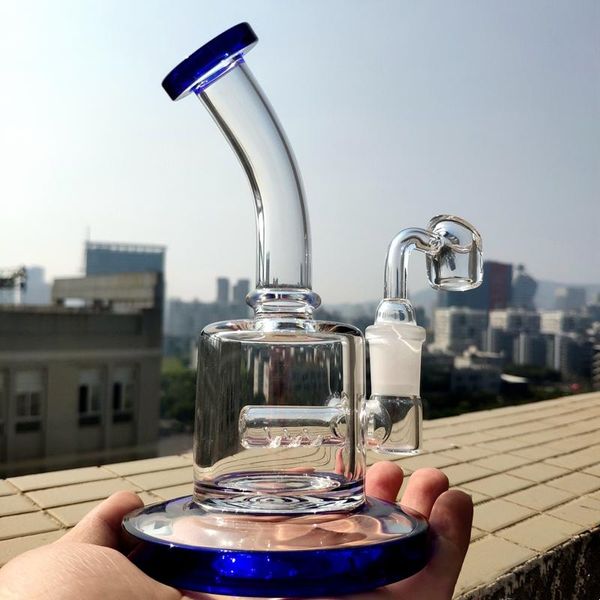 6 Zoll bunte Mini-Shisha-Dab-Rig, dicke Glasbongs, Inline-Perc-Wasserrohre, 14-mm-Verbindung, kleine Bong und Quarz-Bong