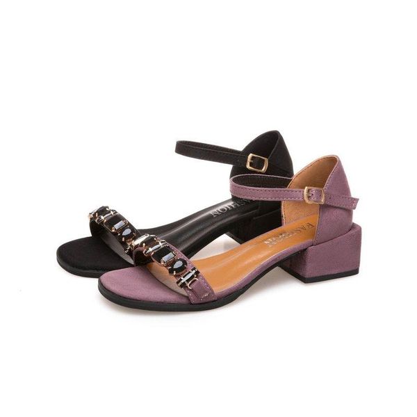 

sandals women 2021 new summer buckle strap one-word heel shoes rhinestone sandals women gladiator shoes for, Black