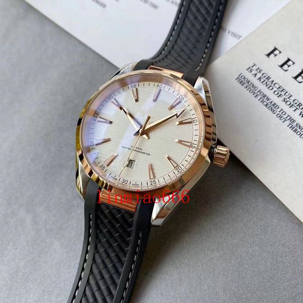 

men's fashion casual 40mm watch fully automatic mechanical stainless steel case rubber strap montre de luxe wristwatch, Slivery;brown