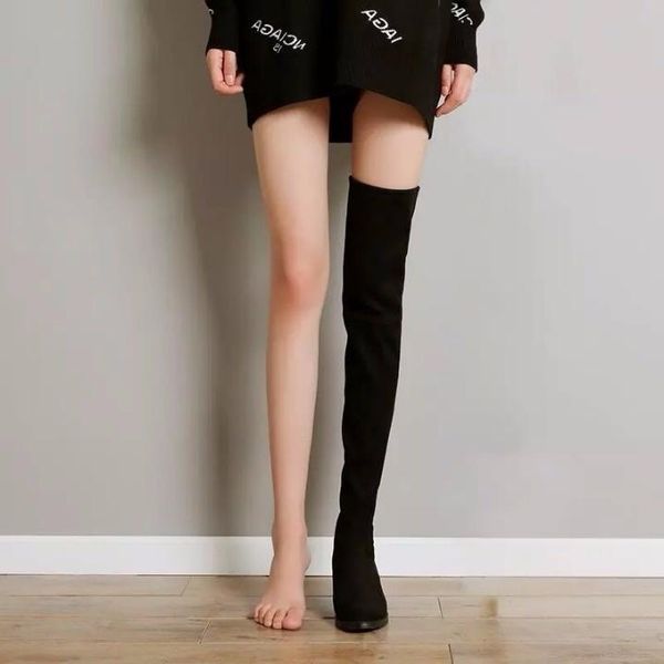 

boots women's autumn 2021 knee high flat bottomed red versatile spring and, Black