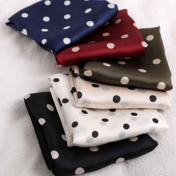 

designer silk women's small square simple decorative art students scarves spring and autumn headband, Blue;black
