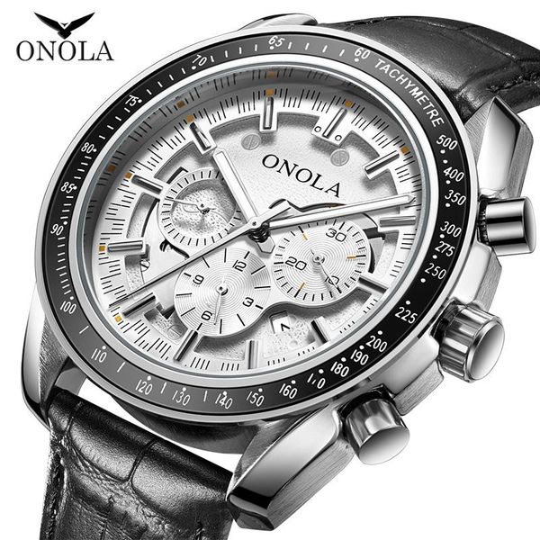 

wristwatches onola business casual automatic mechanical watch for man luxury classic fashion luminous waterproof leather wrist 2021, Slivery;brown